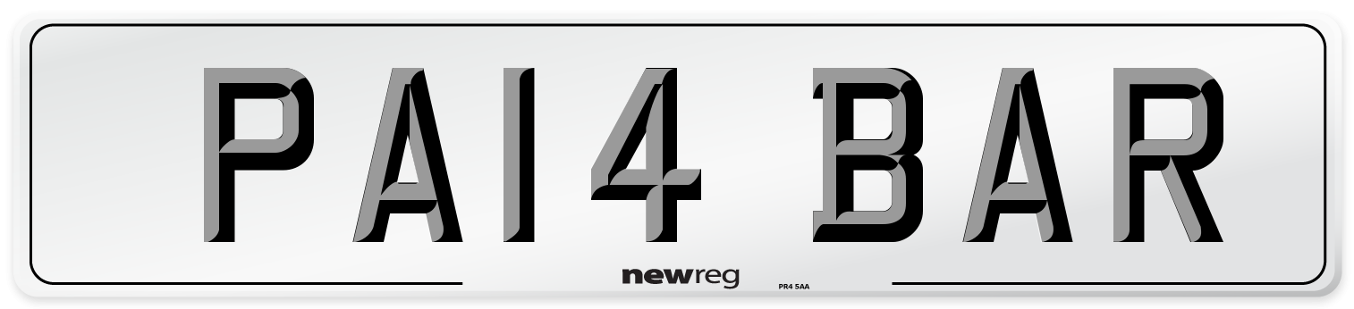 PA14 BAR Number Plate from New Reg